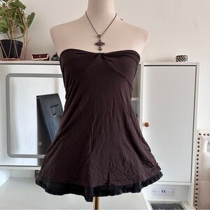 Vintage Strapless Brown tube Top